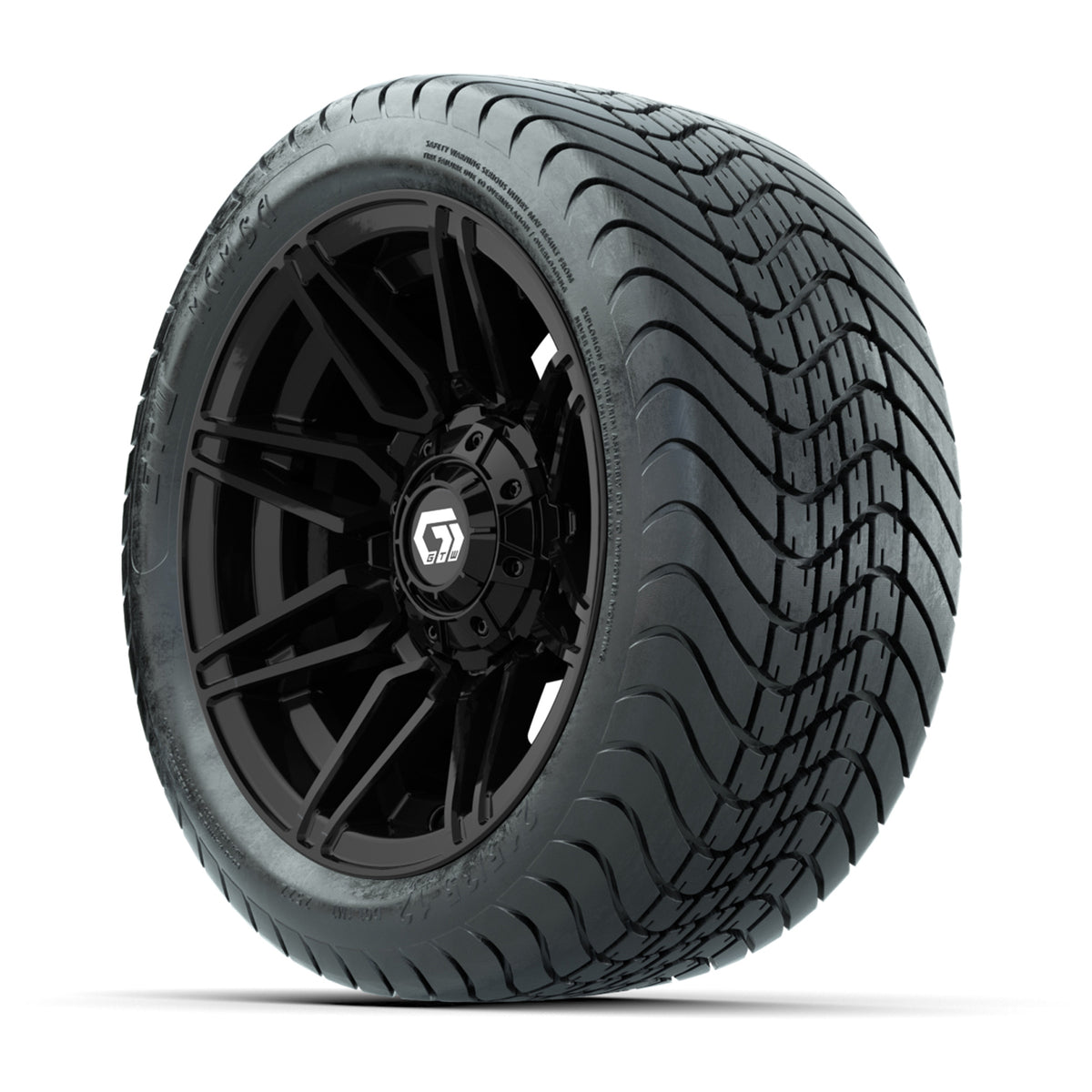 GTW® Stealth Gloss Black 12 in Wheels with 215/35-12 Mamba Street Tires Full Set