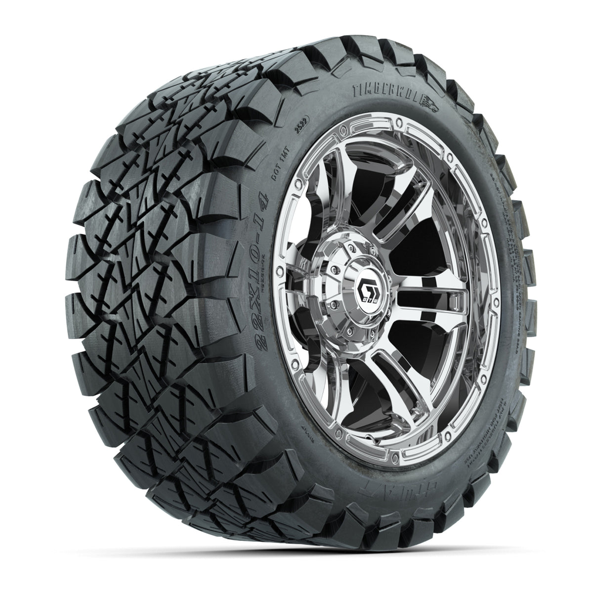 GTW® Shogun Chrome 14 in Wheels with 22x10-14 Timberwolf All-Terrain T ...