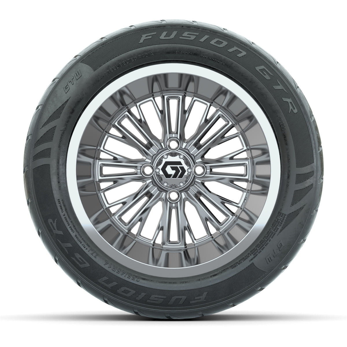 GTW Viper Chrome 14x9 Wheels with 255/45-R14 Fusion GTR Street Tires - Set of 4