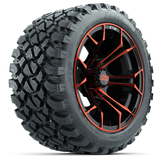 GTW Spyder Red/Black 14" Wheels with 23x10-14 GTW Nomad All-Terrain Tires Full Set