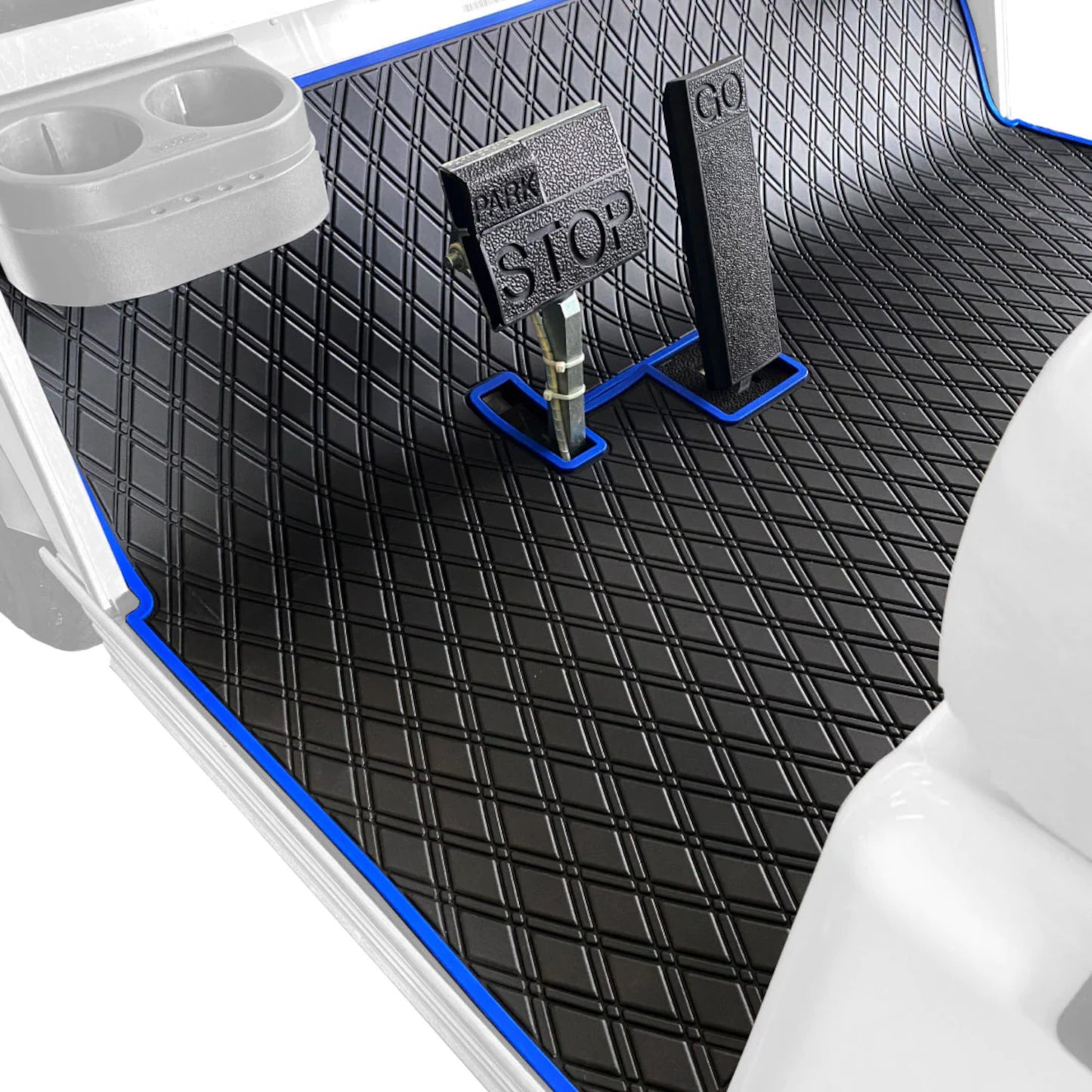 Club Car DS Floor Mat - Xtreme Full Coverage | Black/Blue 1982-2013 Villager