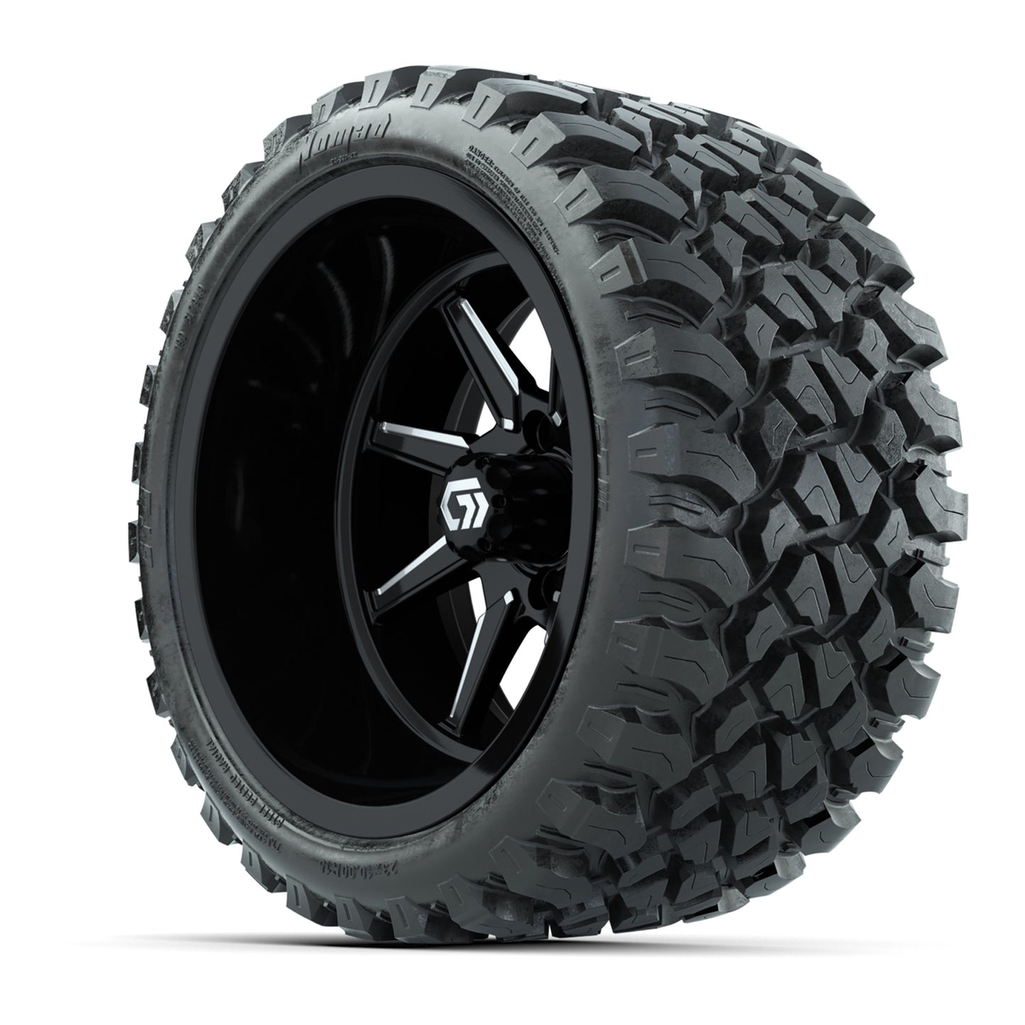 GTW® Reaper Black/Machined 15" Wheels with 23X10-R15 Nomad Steel Belted Radial All-Terrain Tires - Full Set