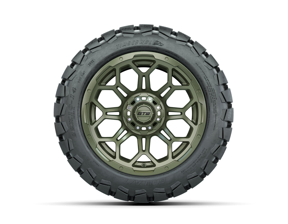 14" GTW Bravo Matte Recon Green Wheels with 22" Timberwolf  Set of 4