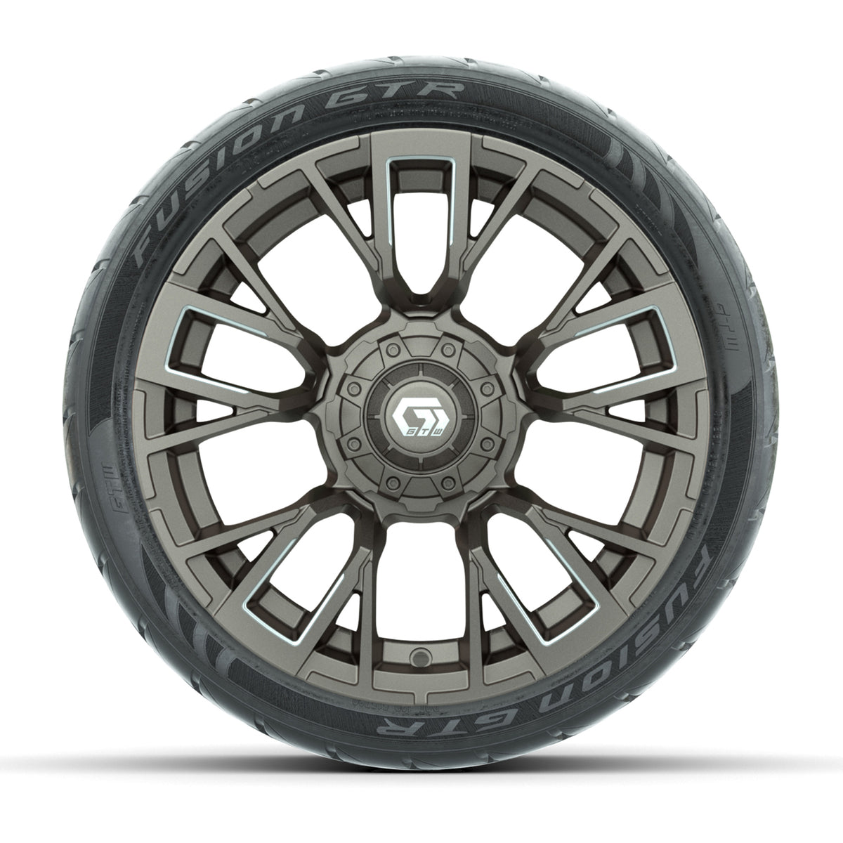 GTW® Vandal Satin Bronze/Machined 14 in Wheels with 205/40-R14 Fusion GTR Steel Belted Street Tires Full Set