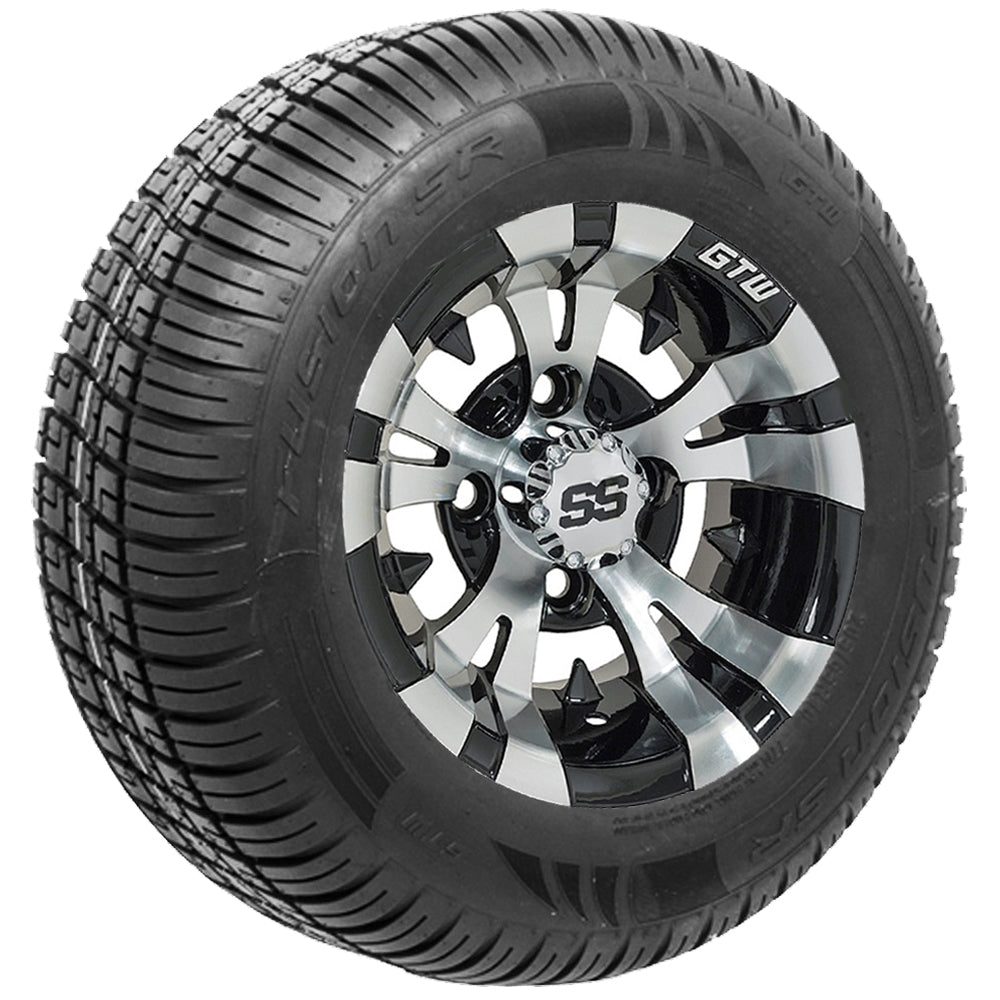 GTW Vampire 10" Black & Machined Wheels with 20" Fusion DOT Street Tires — Set of 4