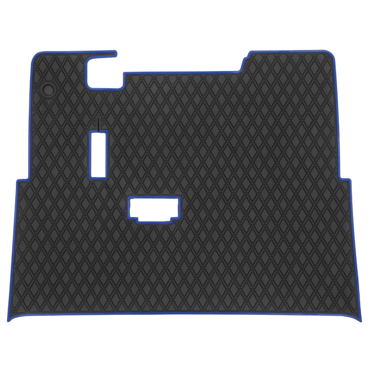 Xtreme Mats Full-Coverage Golf Cart Floor Mat | EZGO TXT / Workhorse / Express S4 / Cushman / Navitas TXT Frame – Black/Blue