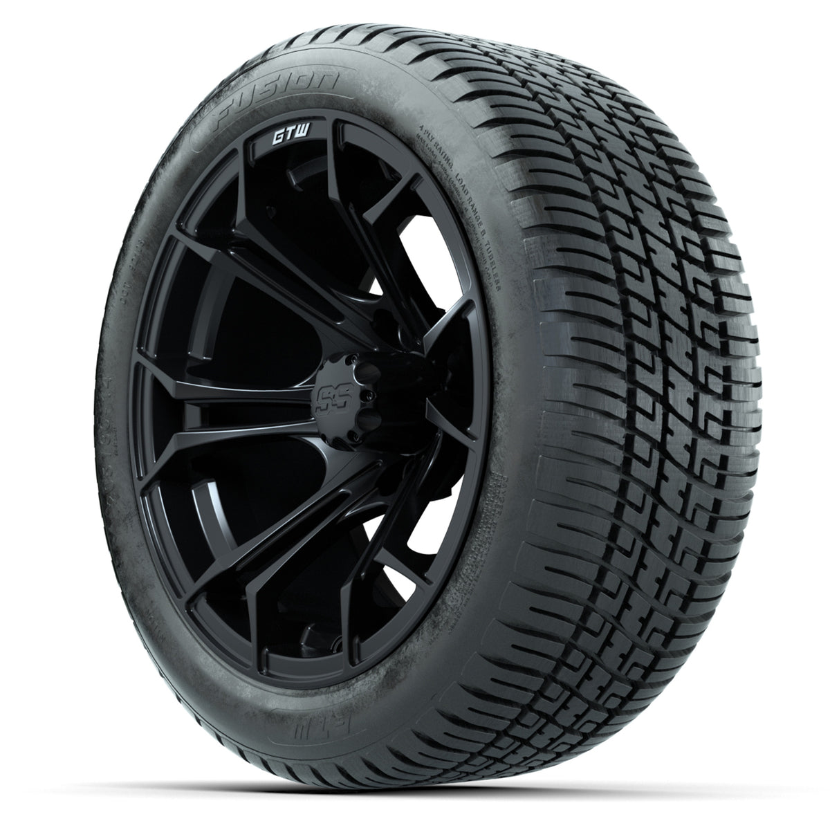 GTW Spyder Matte Black 14" Wheels with 205/30-14 Fusion Street Tires Full Set