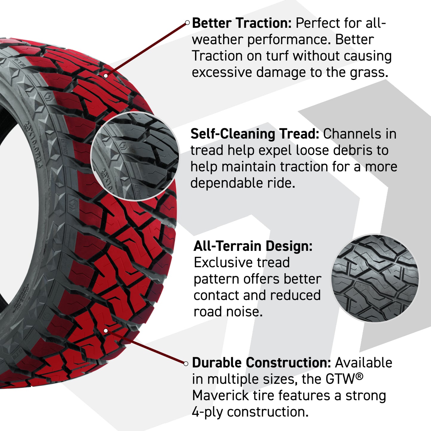 GTW Shogun Gloss Black 15" Wheels & 23x10.00-R15 Maverick All-Terrain Tires – Set of 4