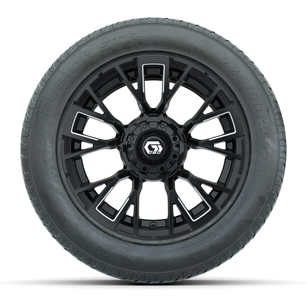 GTW Vandal Matte Black/Machined 14" Wheel & 225/50-R14 Fusion STR Street Tire Package