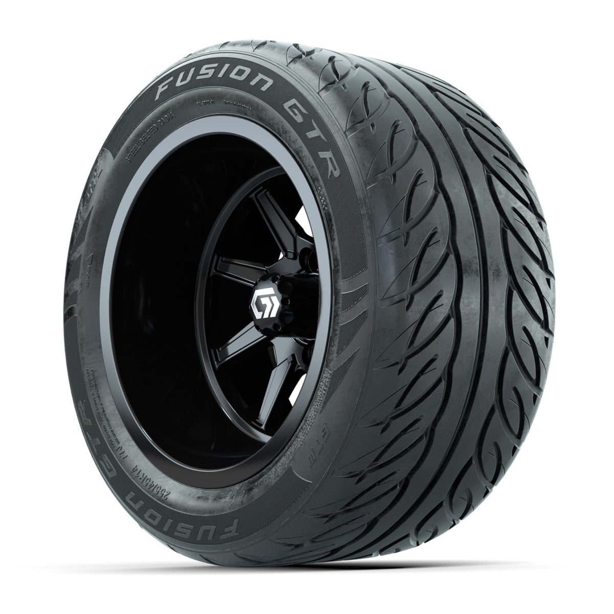 GTW Reaper Gloss Black 14x9 Wheels with 255/45-R14 Fusion GTR Street Tires - Set of 4