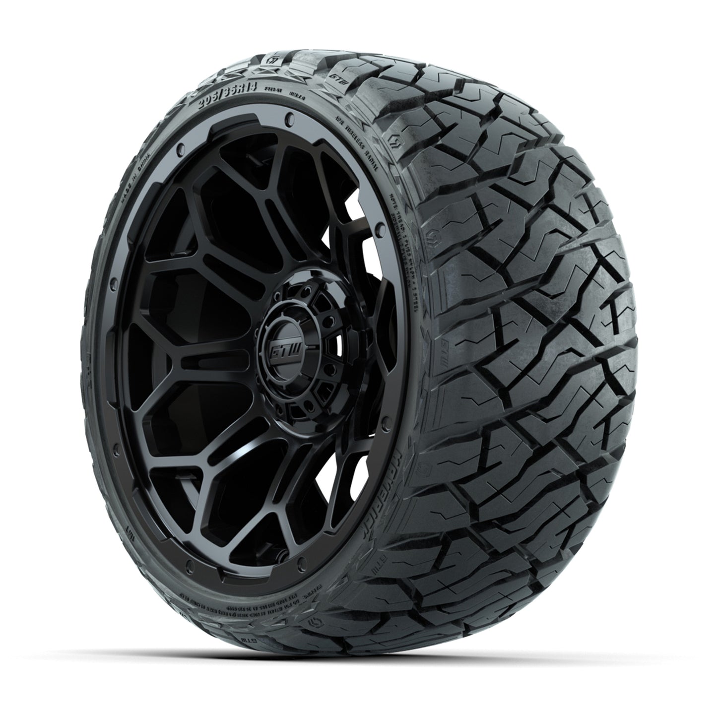 GTW Bravo Matte Black 14" Wheels with 205/35-R14 Maverick Low-Profile All-Terrain Tires – Full Set