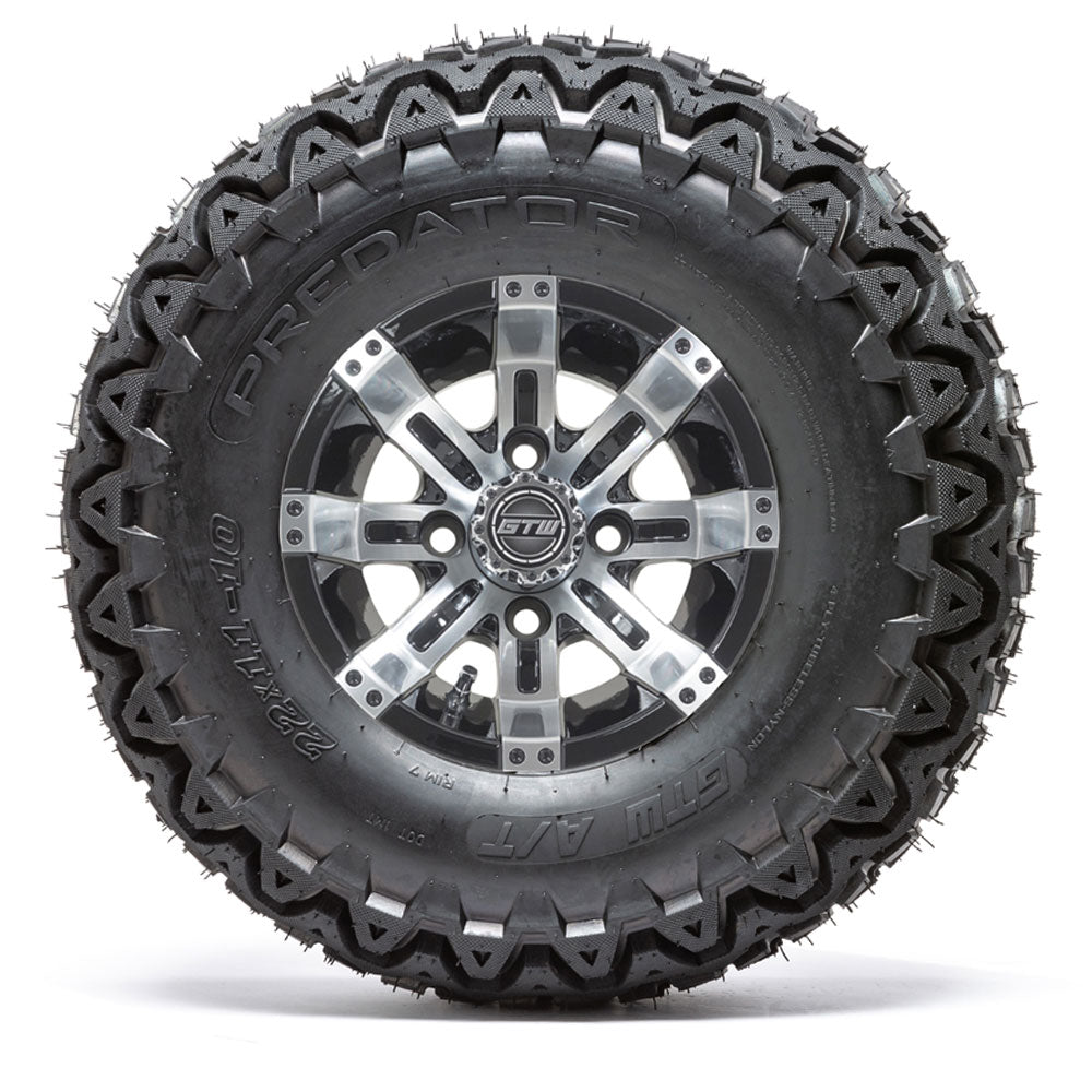 GTW Storm Trooper 10" Black & Machined Wheels with 22" Predator A/T Tires — Set of 4