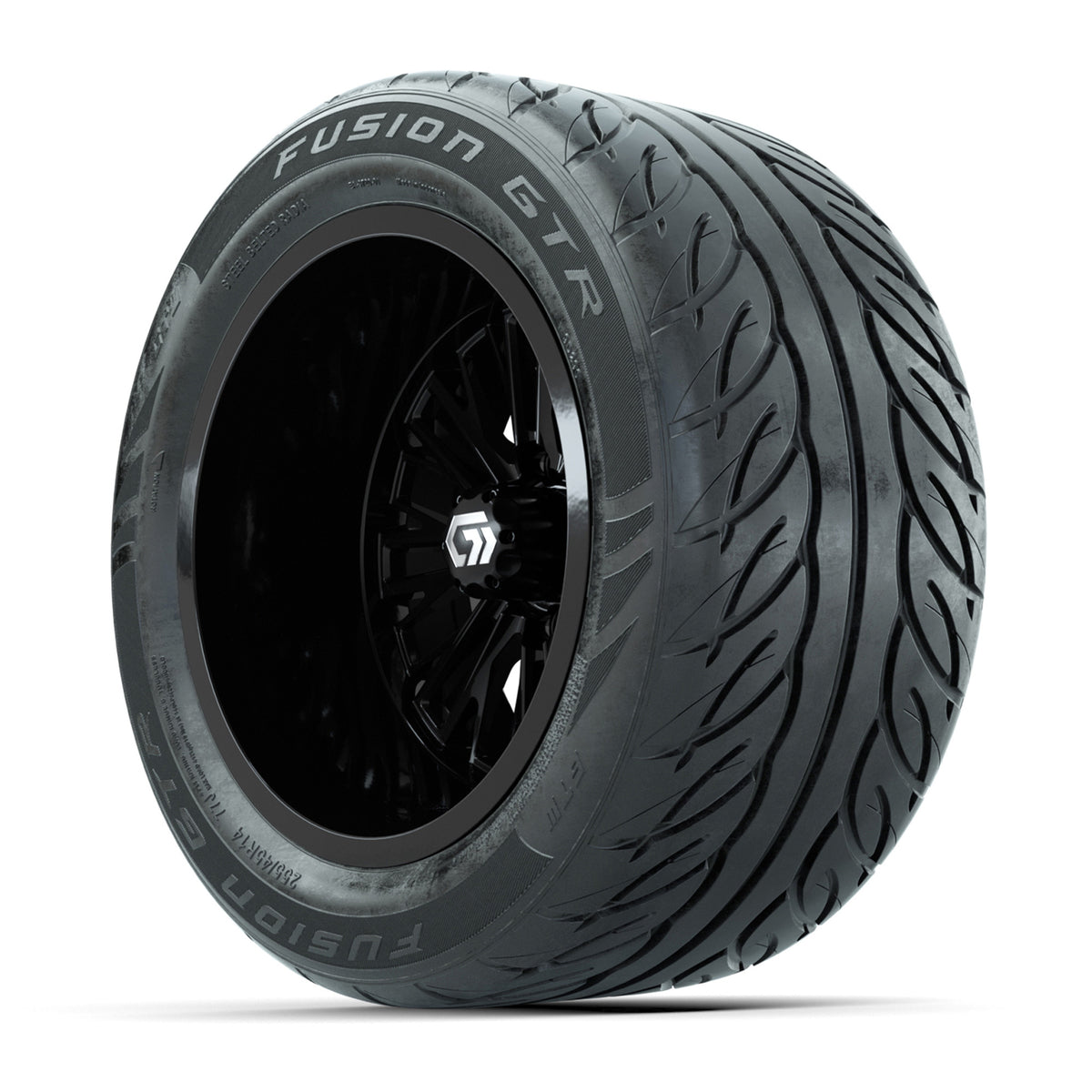 GTW Viper Gloss Black 14x9 Wheels with 255/45-R14 Fusion GTR Street Tires - Set of 4