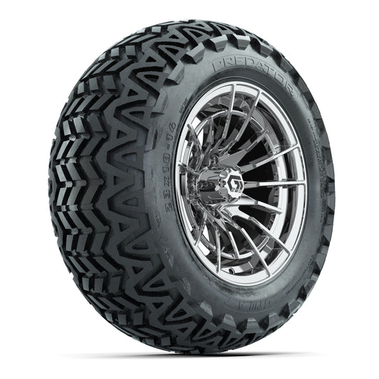 GTW® Boost Chrome 14 in Wheels with 23x10-14 Predator All-Terrain Tires Full Set