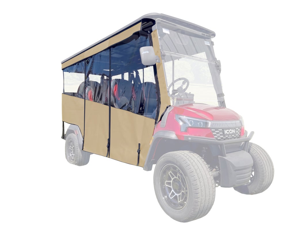 RedDot Icon i60x 6-Passenger Golf Cart Enclosure – Track Style | Linen w/ Linen Valance