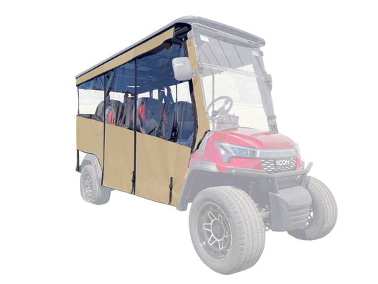 RedDot Icon i60x 6-Passenger Golf Cart Enclosure – Track Style | Linen w/ Linen Valance