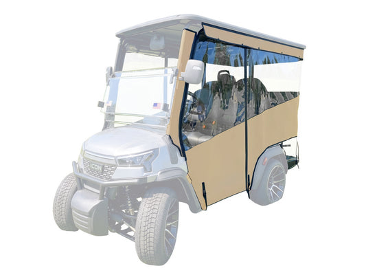 RedDot Icon i40x 4-Passenger Golf Cart Enclosure – Track Style | Linen w/ Linen Valance