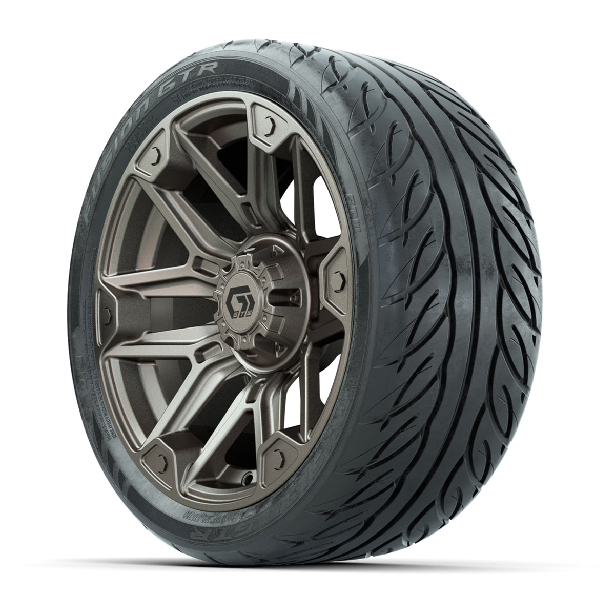 GTW® Graffiti Satin Bronze 14 in Wheels with 205/40-R14 Fusion GTR Steel Belted Street Tires Full Set