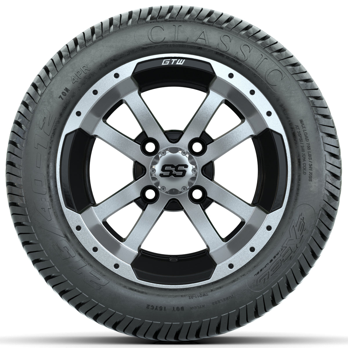 Set of (4) 12" GTW Storm Trooper Wheels with 215/40-12 Excel Classic Street Tires