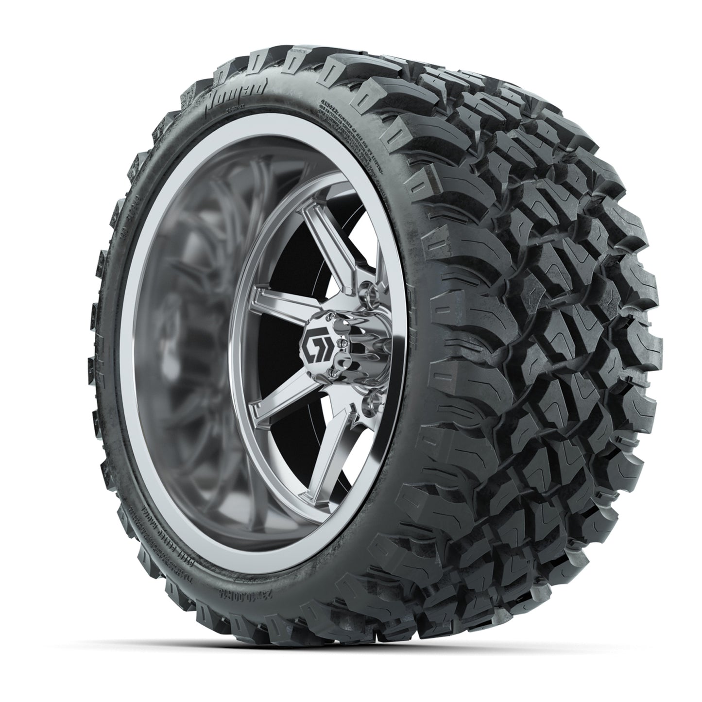 GTW® Reaper Chrome 15" Wheels with 23X10-R15 Nomad Steel Belted Radial All-Terrain Tires - Full Set