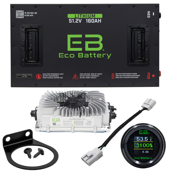 Eco Lithium Battery Complete Bundle Fits ICON Golf CARTS  51.2V 160Ah