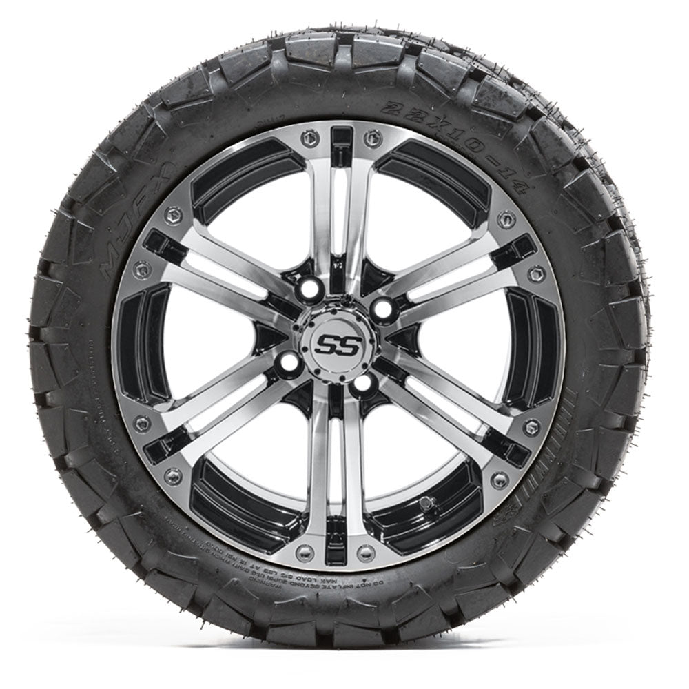 GTW Specter Black and Machined Wheels with 22in Timberwolf Hybrid Tires - 14 Inch