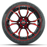 GTW Spyder Red/Black 15 inch Wheels with 215/40-R15 Fusion GTR Street Tires Full Set
