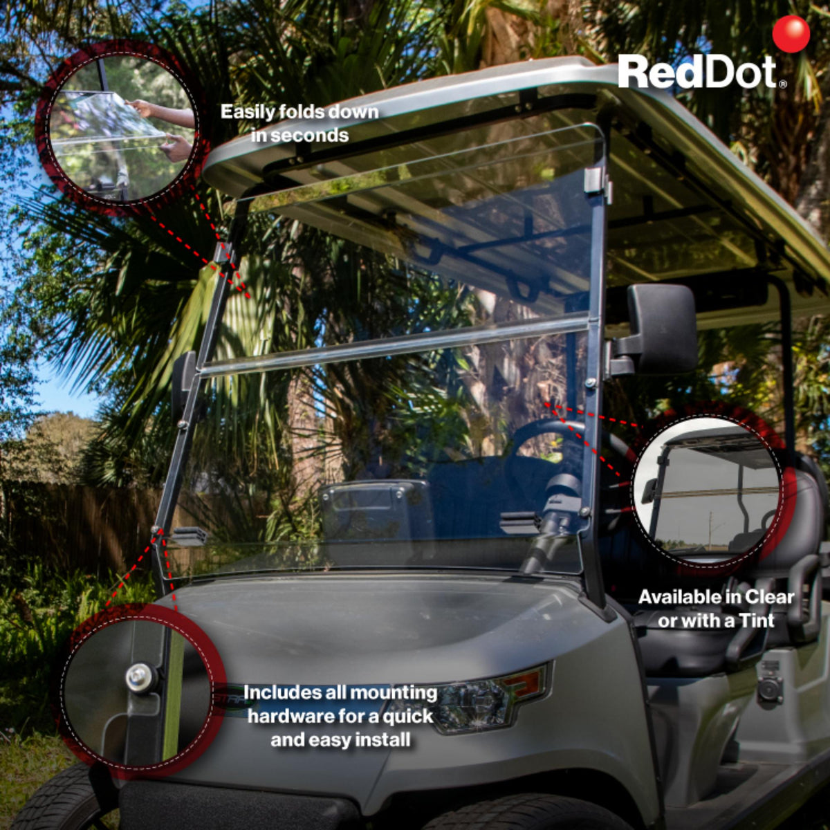 RedDot Star EV Capella Tinted Folding Windshield Made in USA