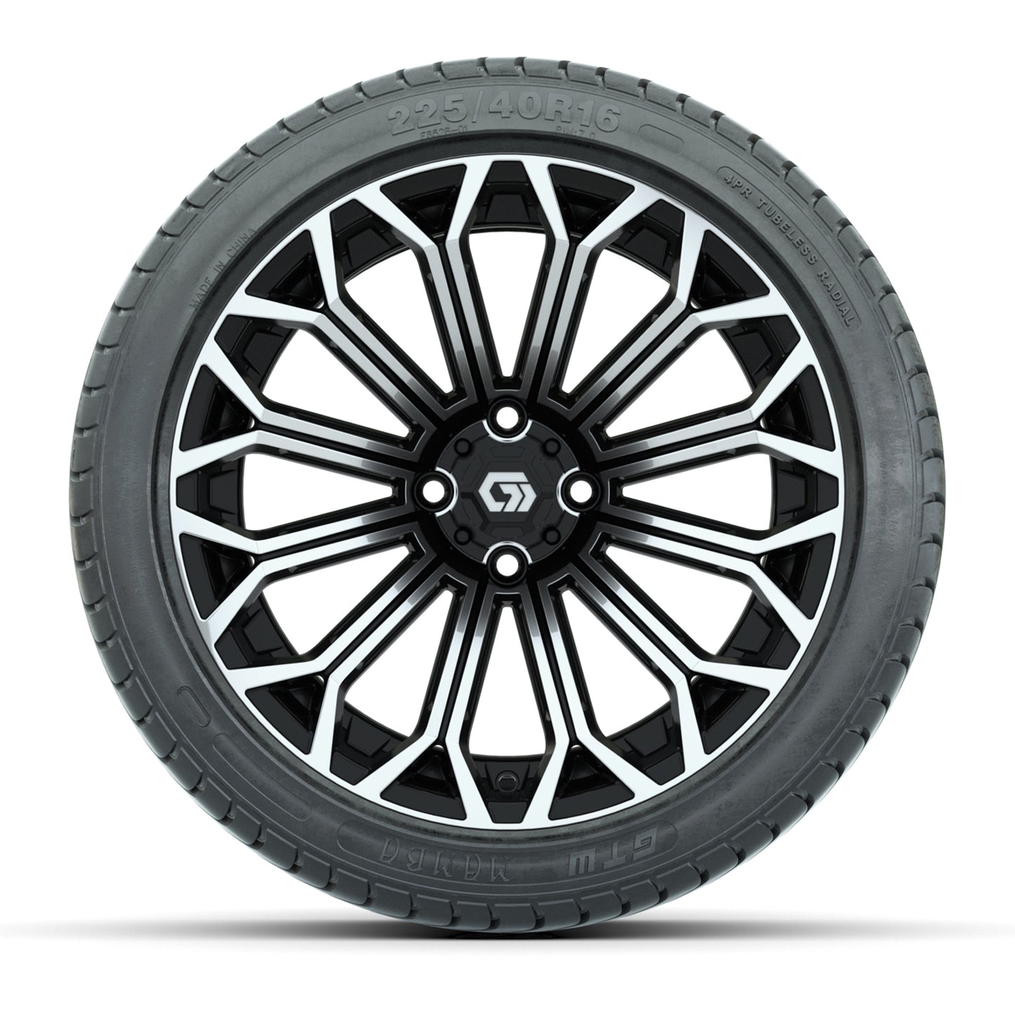 GTW® Phantom Black/Machined 16" Wheels with 225/40-R16 Mamba Street Tires - Full Set