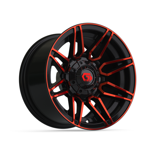 12" GTW Stealth Gloss Black with Red Face Wheel