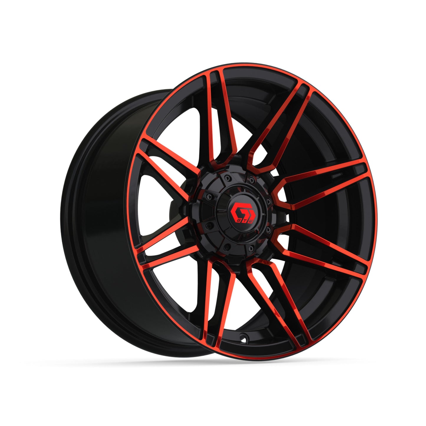 14" GTW Stealth Gloss Black with Red Face Wheel