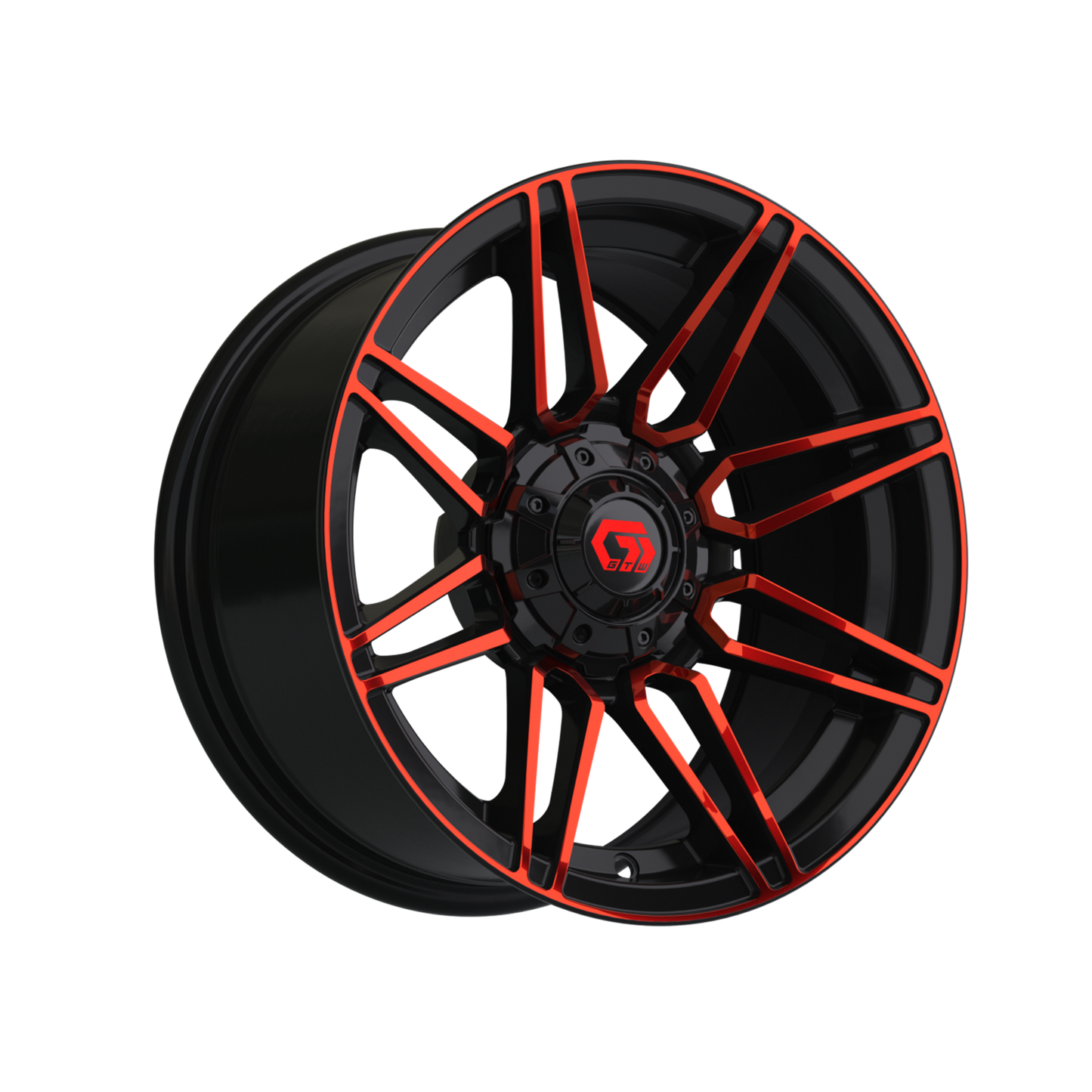 14" GTW Stealth Gloss Black with Red Face Wheel