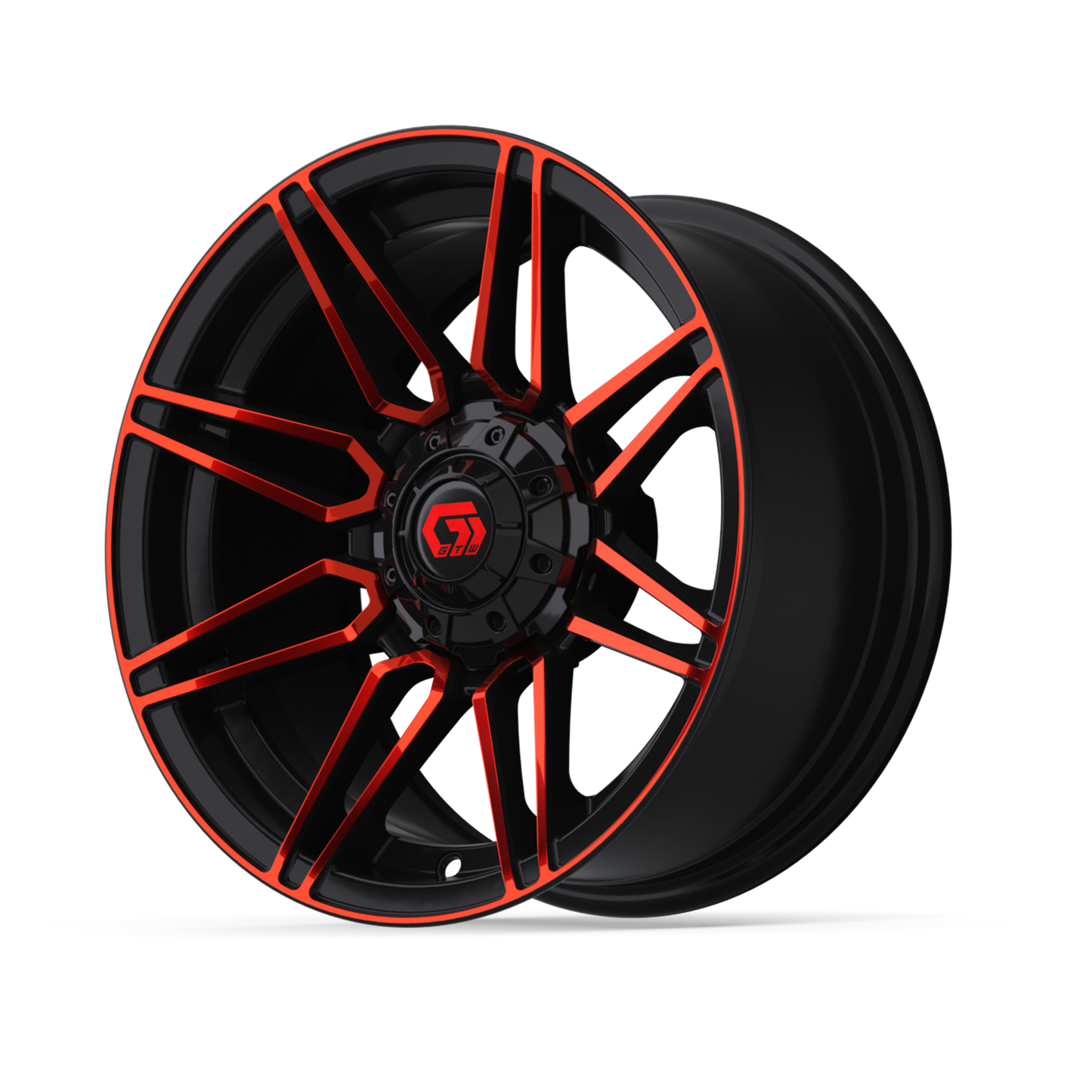 14" GTW Stealth Gloss Black with Red Face Wheel
