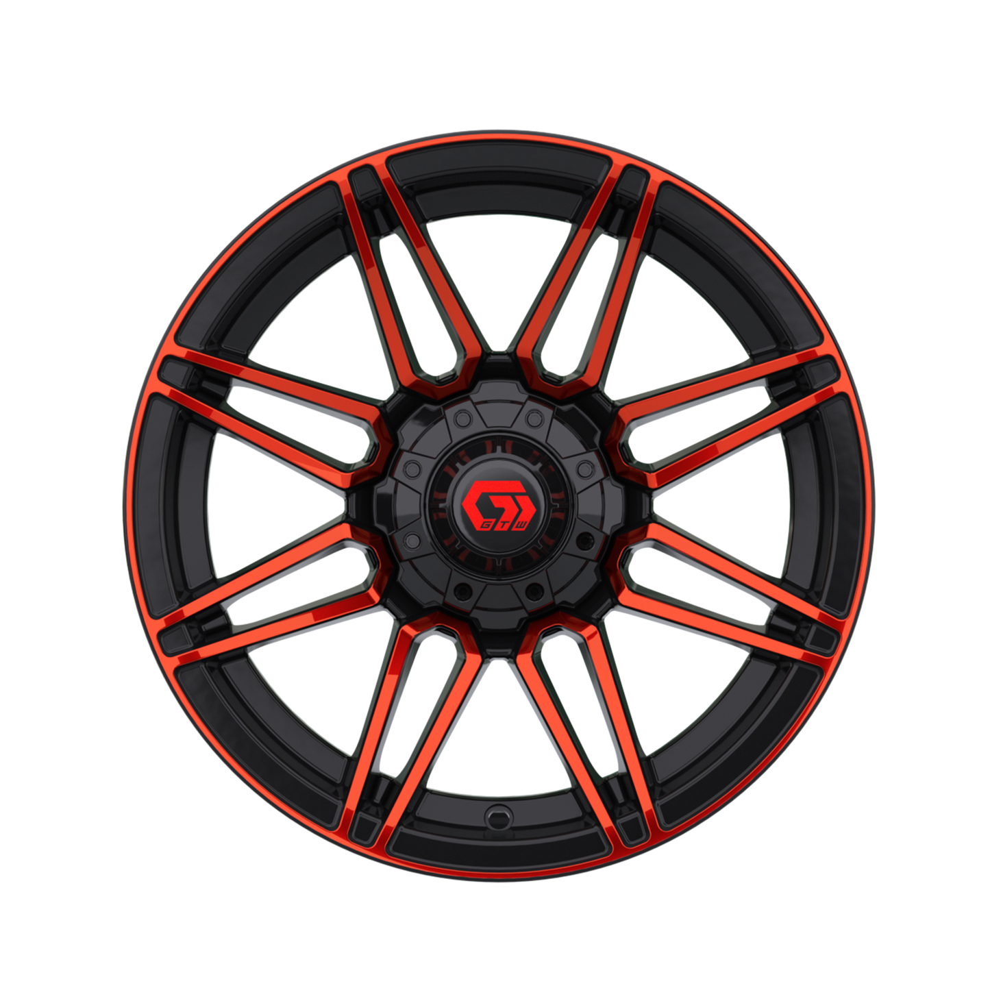 14" GTW Stealth Gloss Black with Red Face Wheel