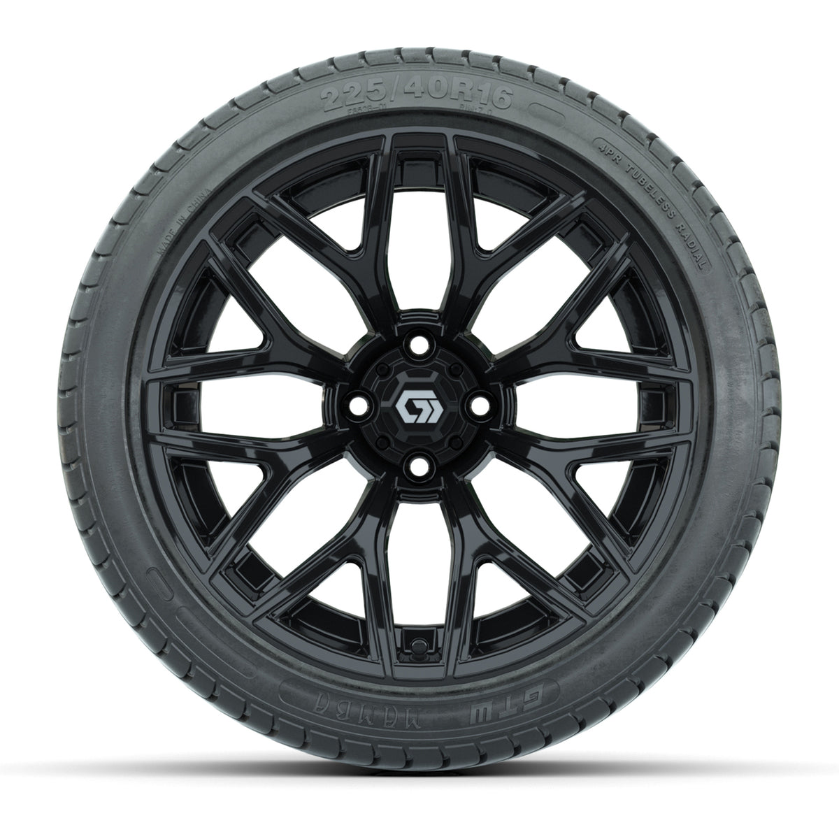 GTW® Monaco Gloss Black 16" Wheels with 225/40-R16 Mamba Street Tires - Full Set