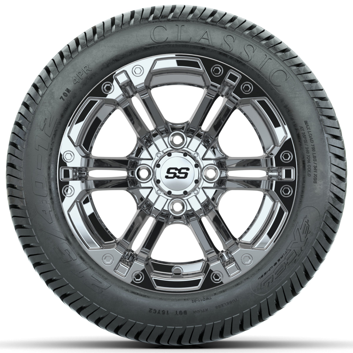 Set of (4) 12" GTW Specter Wheels with 215/40-12 Excel Classic Street Tires