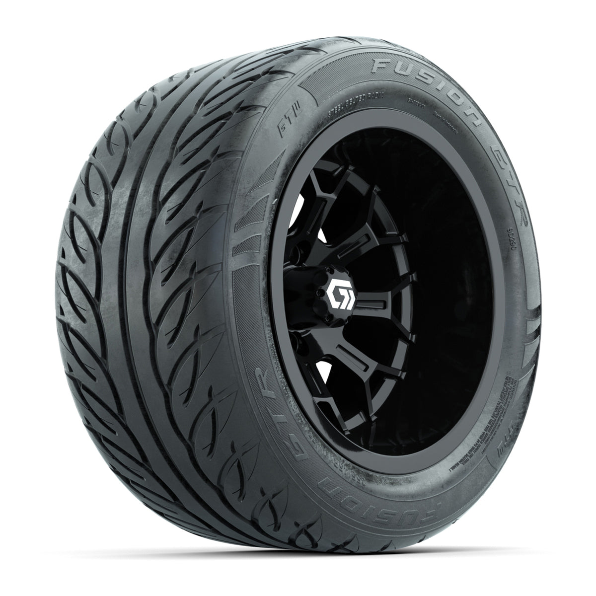 GTW Reaper Gloss Black 14x9 Wheels with 255/45-R14 Fusion GTR Street Tires - Set of 4