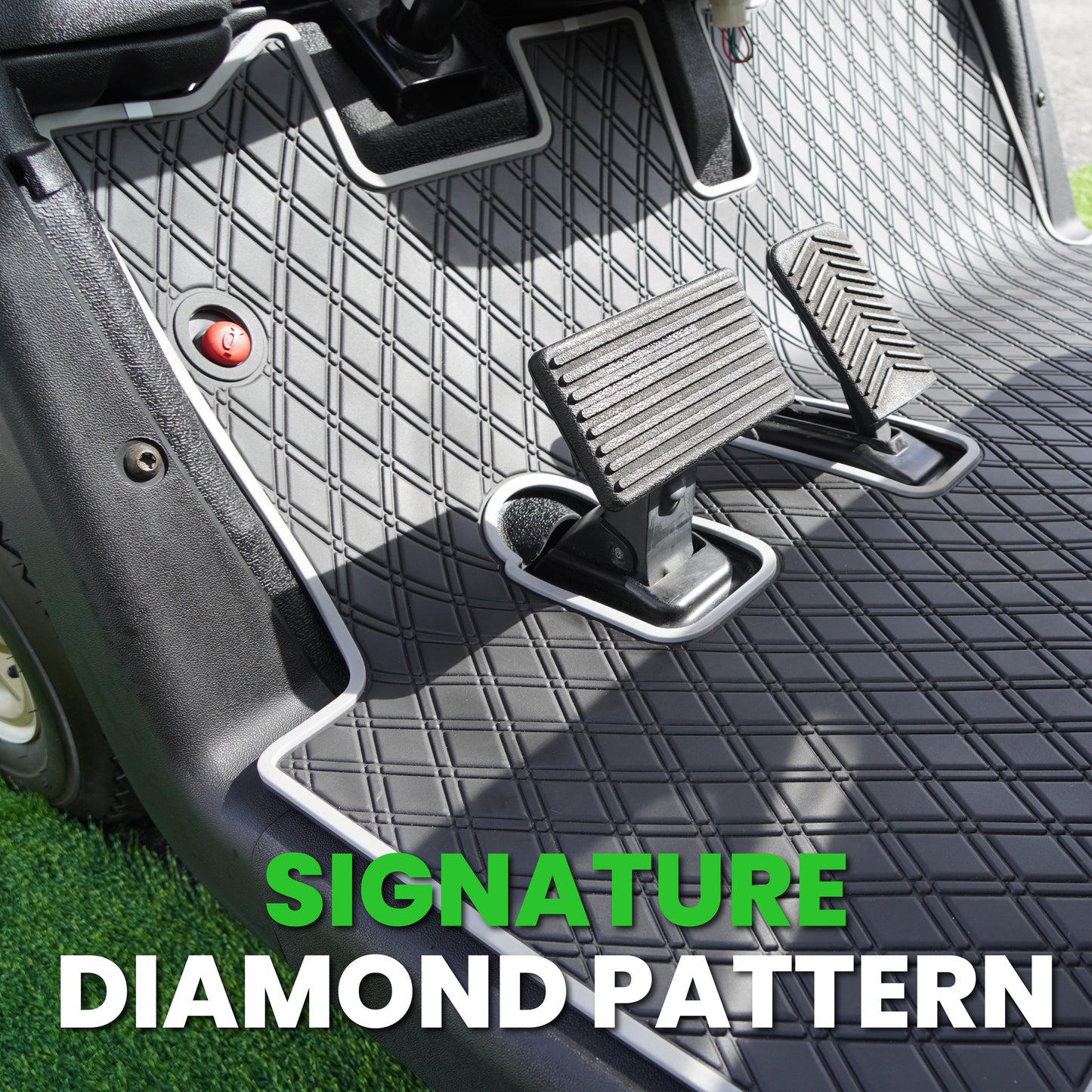Xtreme Mats Golf Cart Floor Mat | Yamaha G29 / Drive — Black/Green