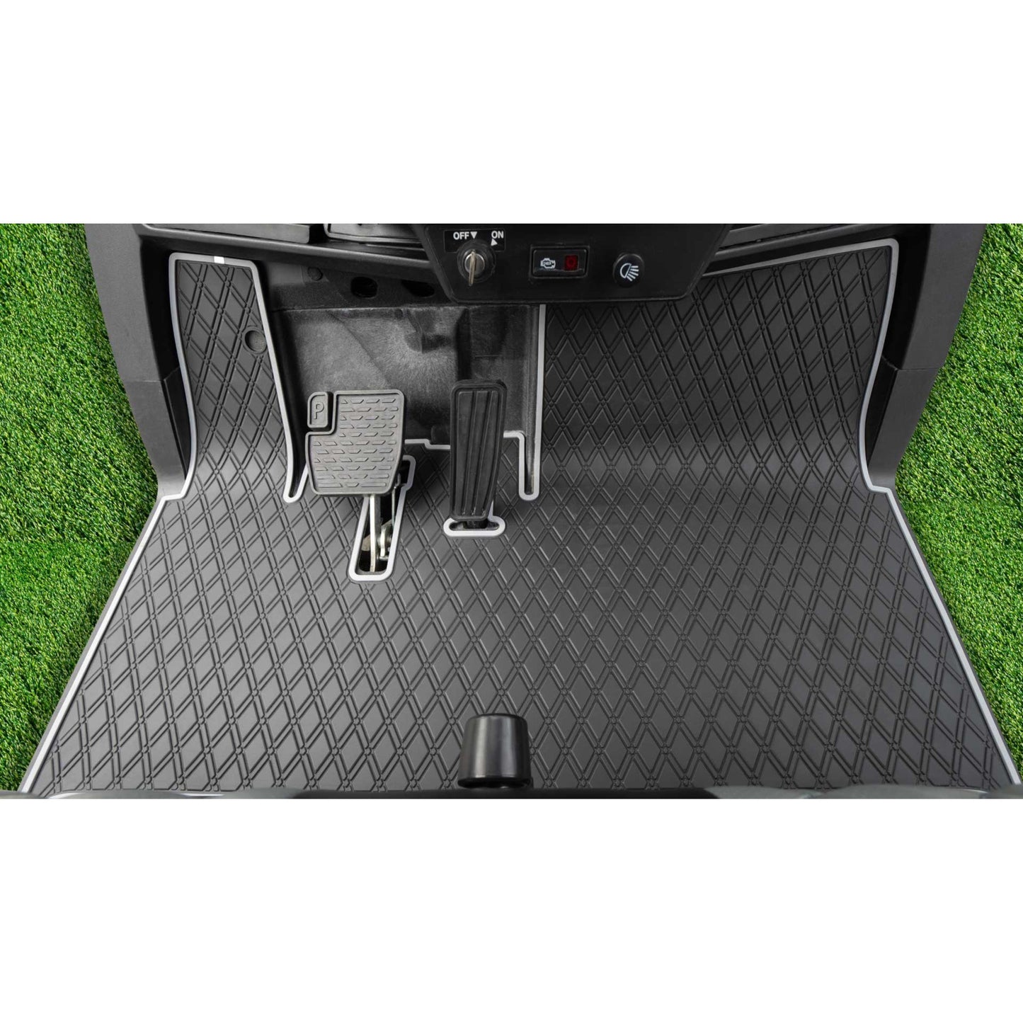 Xtreme Mats Full-Coverage Golf Cart Floor Mat | Yamaha Drive2 QuieTech EFI (2017+) / UMAX Rally – Black/Gray