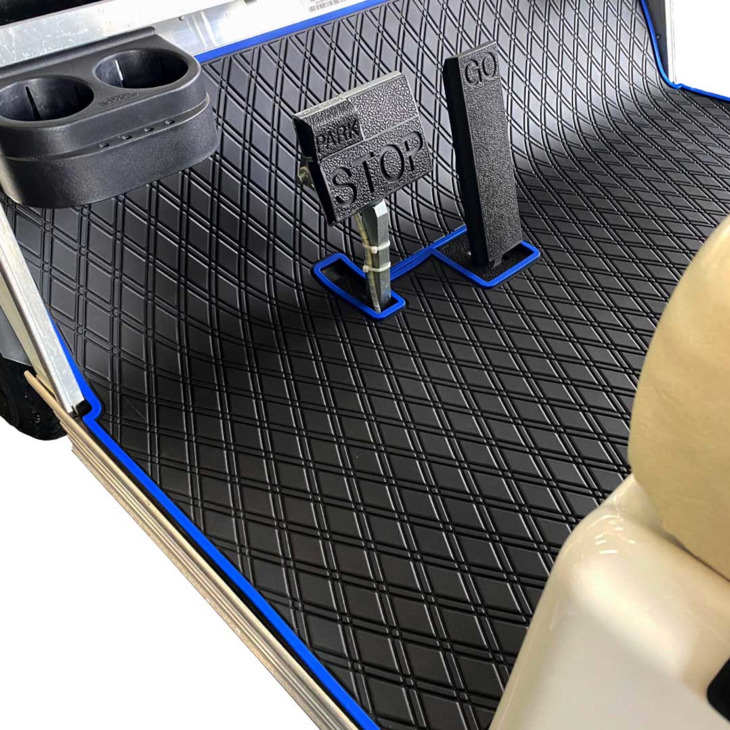 Club Car DS Floor Mat - Xtreme Full Coverage | Black/Blue 1982-2013 Villager