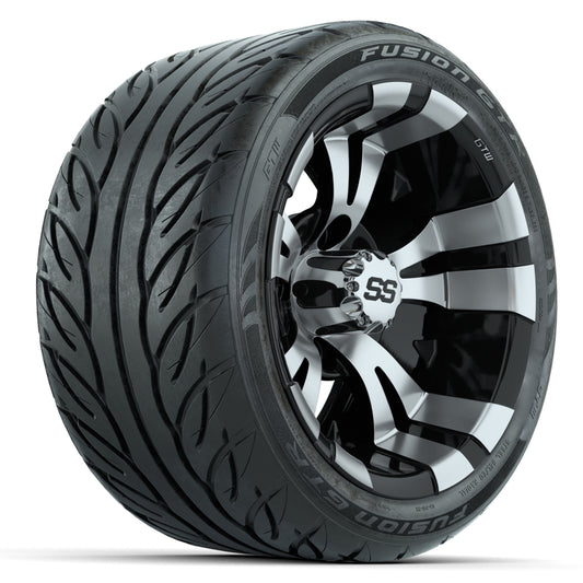 12" GTW Vampire Machined/Black Wheels with Fusion GTR Street Tires Set of 4