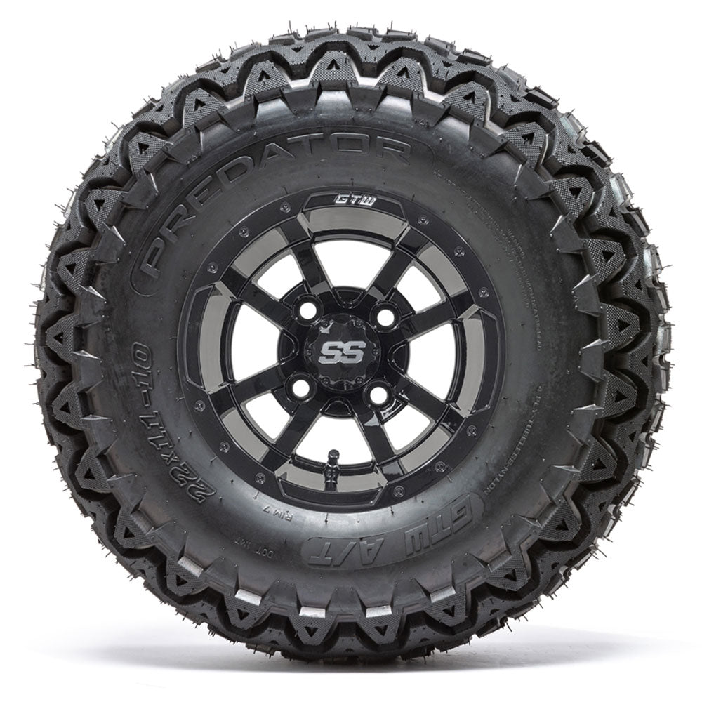 GTW Storm Trooper 10" Gloss Black Wheels with 22" Predator A/T Tires — Set of 4