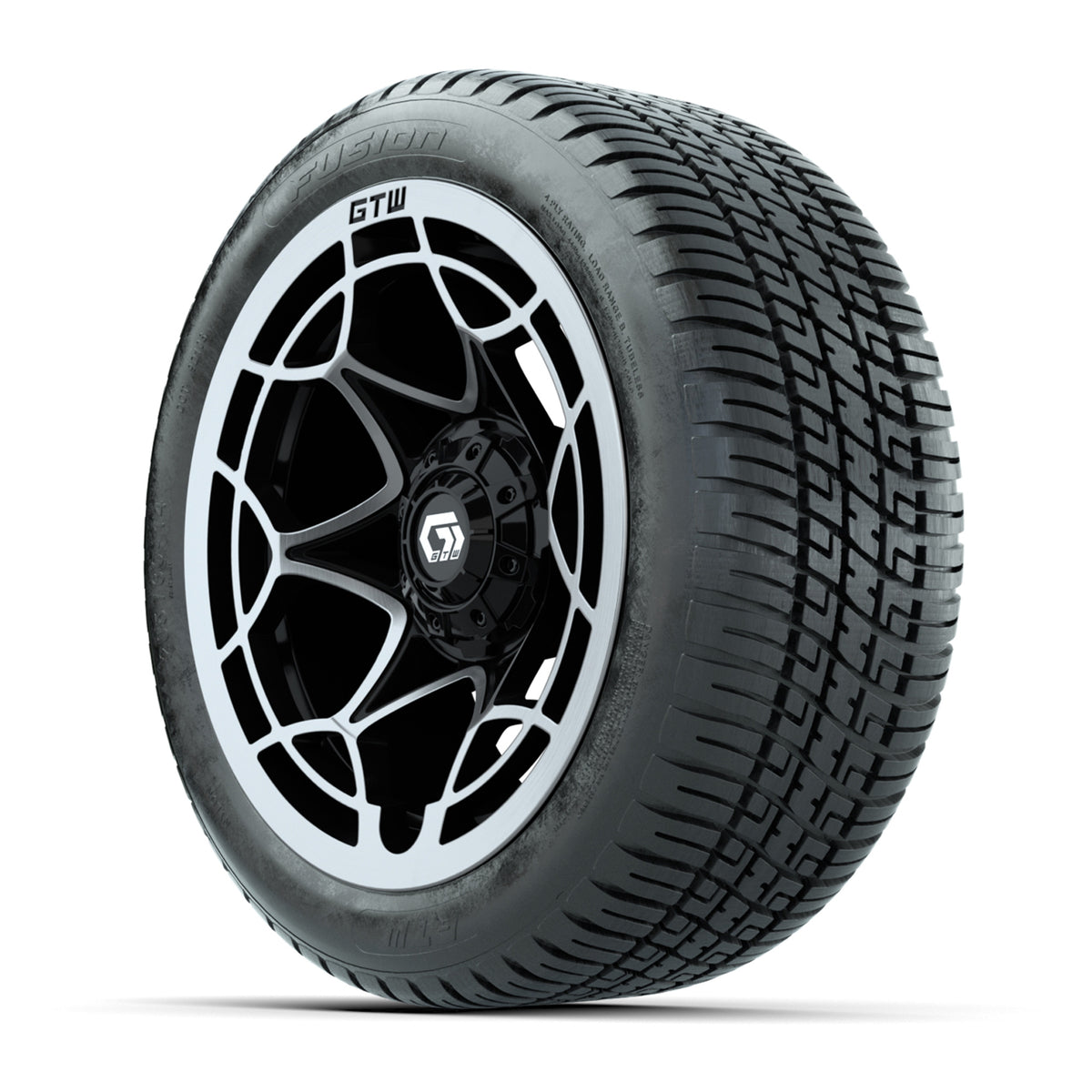 GTW® Nexus Gloss Black/Silver 14 in Wheels with 205/30-14 Fusion Street Tires Full Set