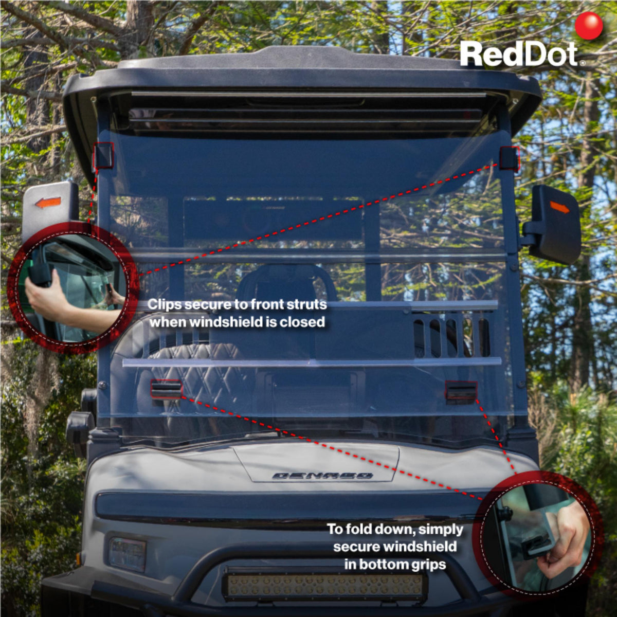 RedDot Denago Rover XL Tinted Vented Folding Windshield MADE USA