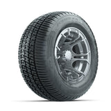 GTW Spyder Silver Brush 10" Wheels 205/50-10 Fusion SR Steel Belted Radial Tires – Full Set