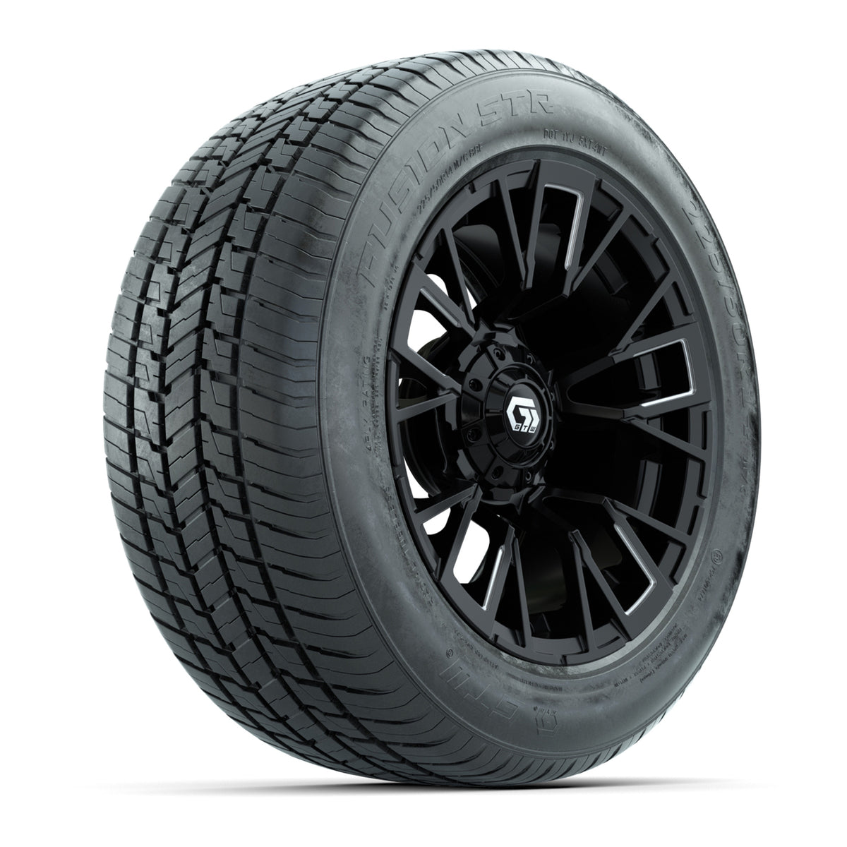 GTW Vandal Matte Black/Machined 14" Wheel & 225/50-R14 Fusion STR Street Tire Package