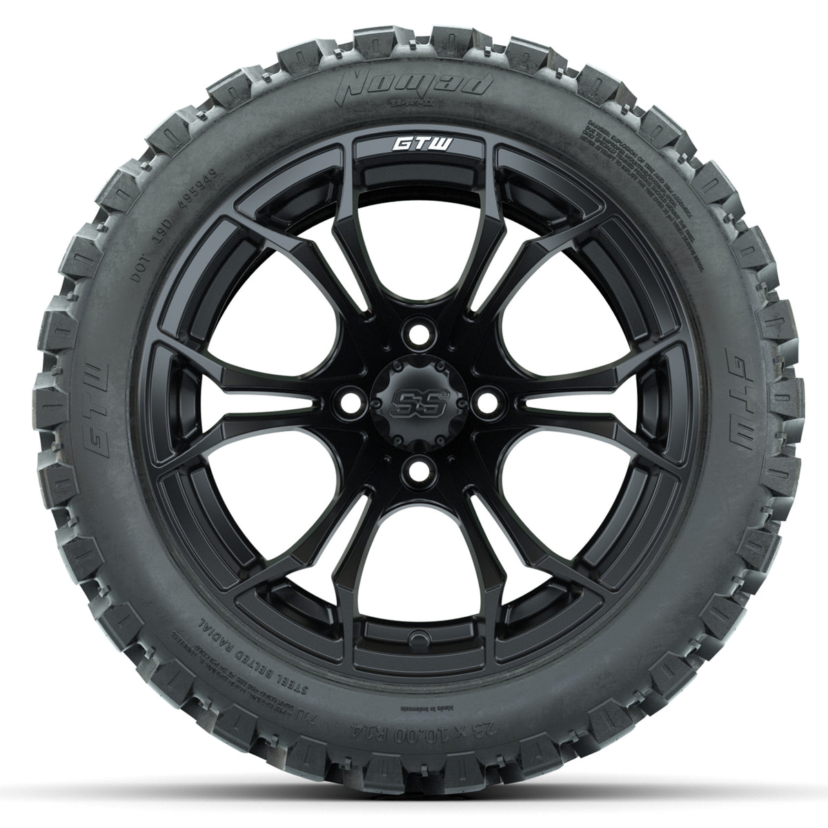 GTW Spyder Matte Black 14 in Wheels with 23x10-14 GTW Nomad All-Terrain Tires Full Set