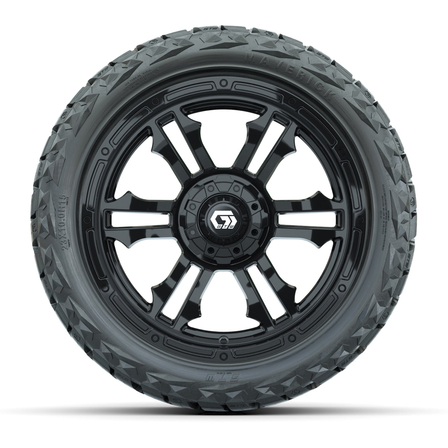 GTW Shogun Gloss Black 15" Wheels & 23x10.00-R15 Maverick All-Terrain Tires – Set of 4