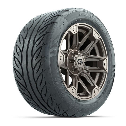 14" GTW® Graffiti Bronze/Black Golf Cart Wheels & 255/45-R14 Fusion GTR Radial Street Tires (Set of 4)