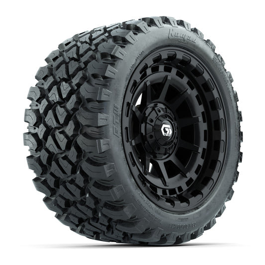 GTW® Barricade Black 14" Wheels with 23x10-R14 Nomad Steel Belt Radial All-Terrain Tires – Set of 4